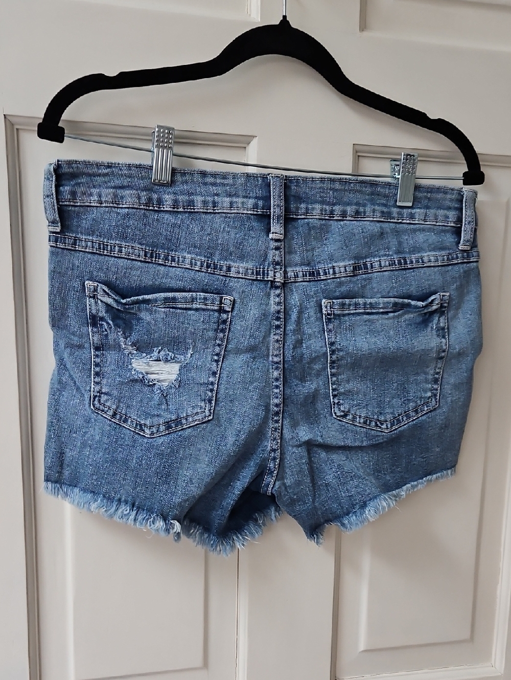 Distressed Light Blue Denim Women's Shorts - Picture 3 of 4